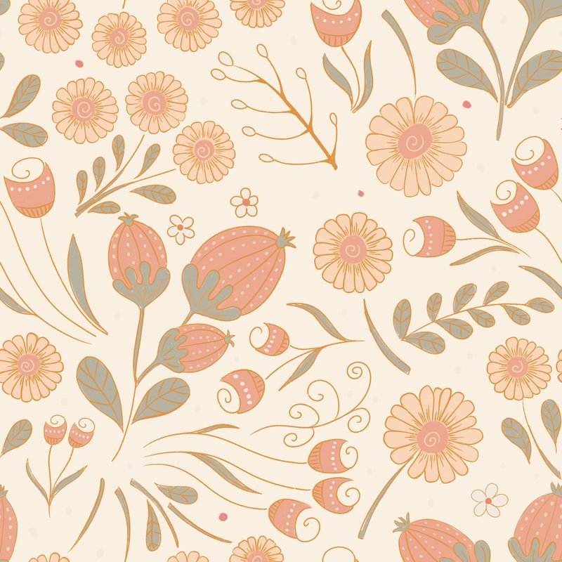 Whimsical flower buds pattern